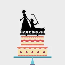 1 шт., на заказ, для свадьбы, даты, забавный, для невесты, для волочения, для жениха, акриловый Топпер для торта, для свадебной вечеринки, украшения торта, YC039