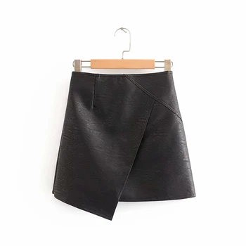 

2019 new Sexy Skirt Skirts Women Spring Autumn PU Leather Skirt Black High Waist Slim Irregular Short Mini Skirt For Female
