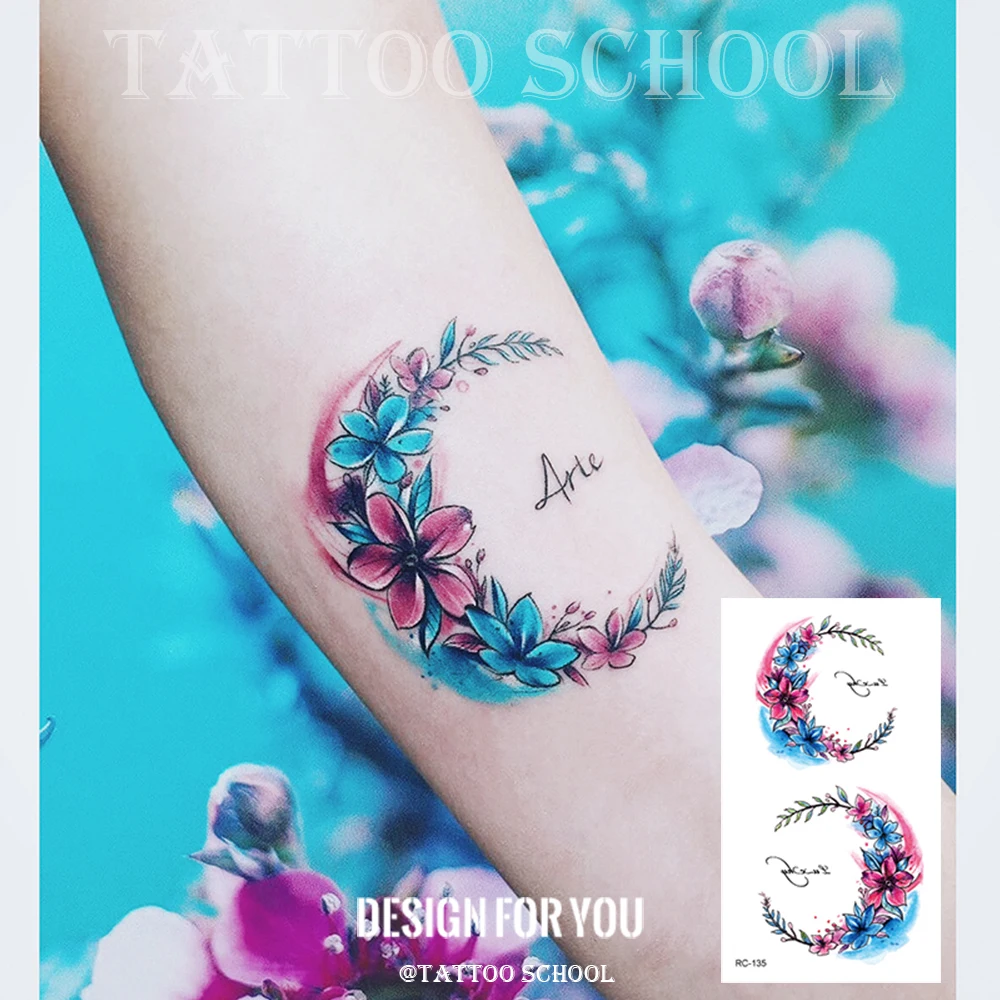 Rocooart Temporary Tattoo Stickers Watercolor flower Fake Flash Tattos Women Girl Body Art Water Transfer Taty Tatouage | Красота и