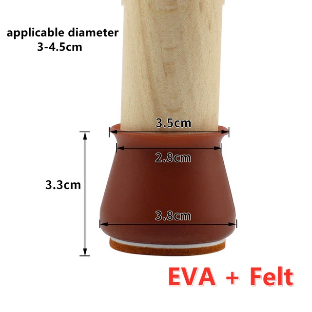Chair Legs Protectors Table Foot Cover Silicone Chair Caps with Felt EVA Pads for Protecting Floors from Scratches and Noise #30 brown L