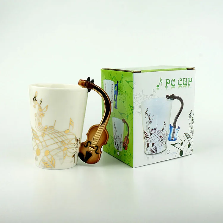 

Ceramic Music Cup Mug Electric Guitar Musical Cup Creative Coffee Cup Enamel Mug Color Box