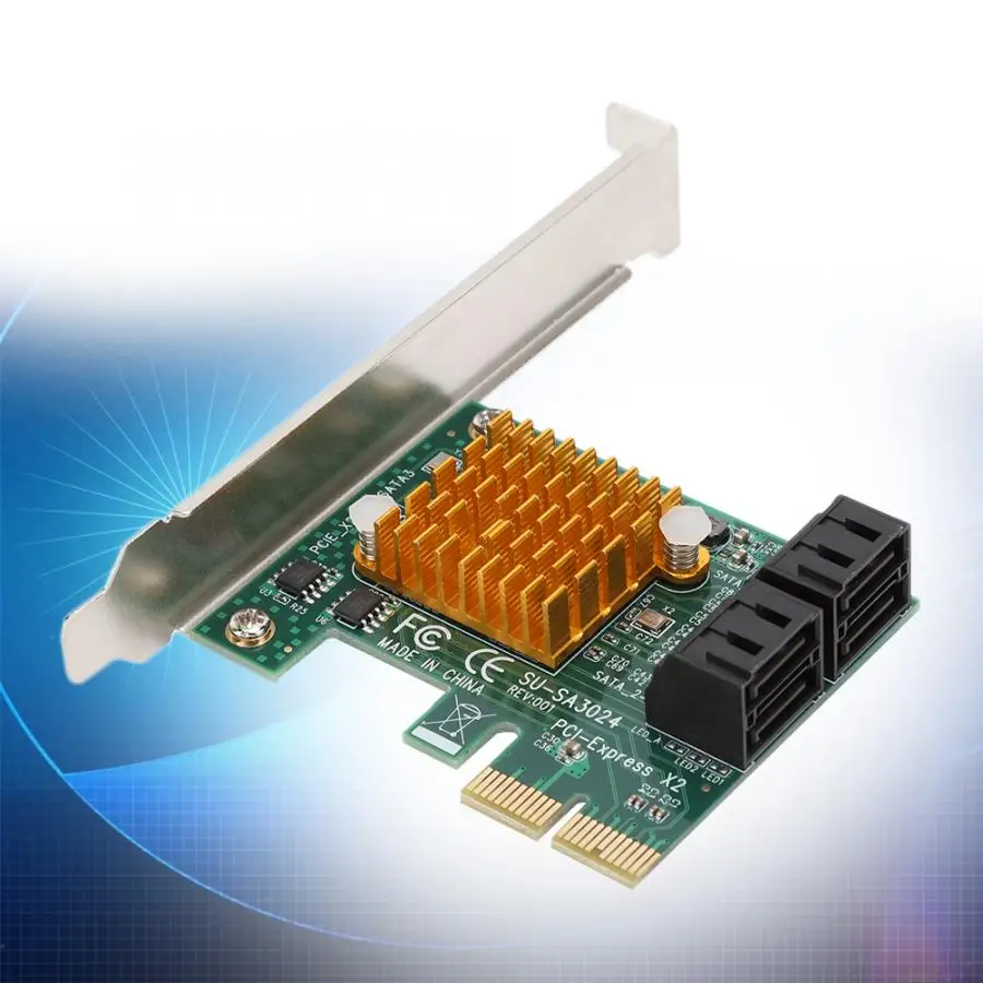 4-портовый SATA3.0 расширения PCI-E Адаптерная плата с двойным фиксированные подставки для Windows карты расширения