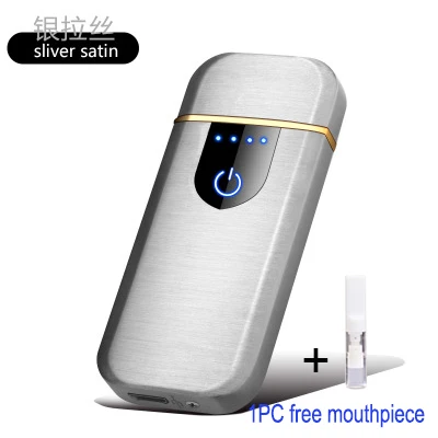 Silver Электрическая USB мини умная Зажигалка Ветрозащитная перезаряжаемая сенсорная Индукционная электронная сигарета ультратонкие металлические мужские зажигалки - Цвет: Silver
