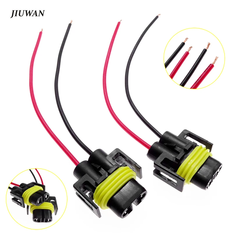 H11 Female Connector Wire Pigtail Female S H11 Two Harness Head Light Low Beam Socket Connector Plug H11 H8 LED Connector Pigtail - Foto 6