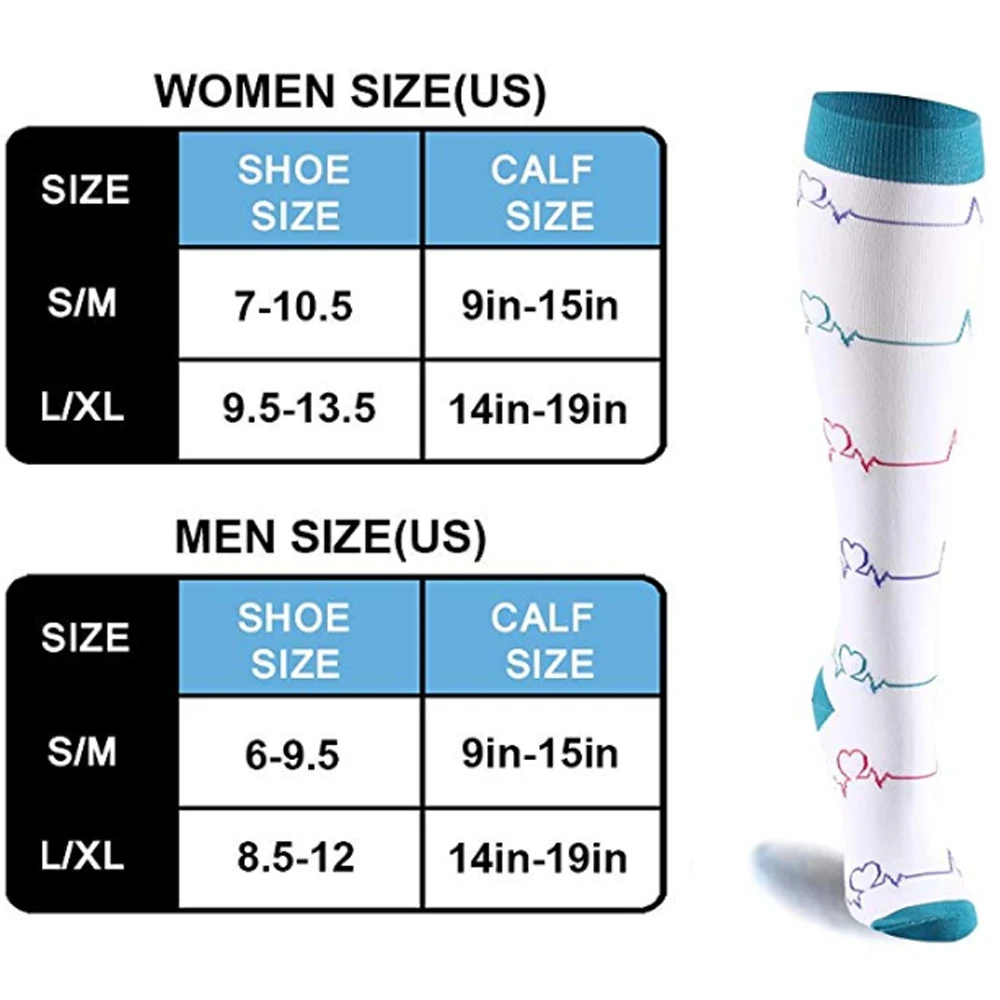 Для женщин Компрессионные чулки до колена анти усталость полета бег варикозное расширение для мужчин и женщин