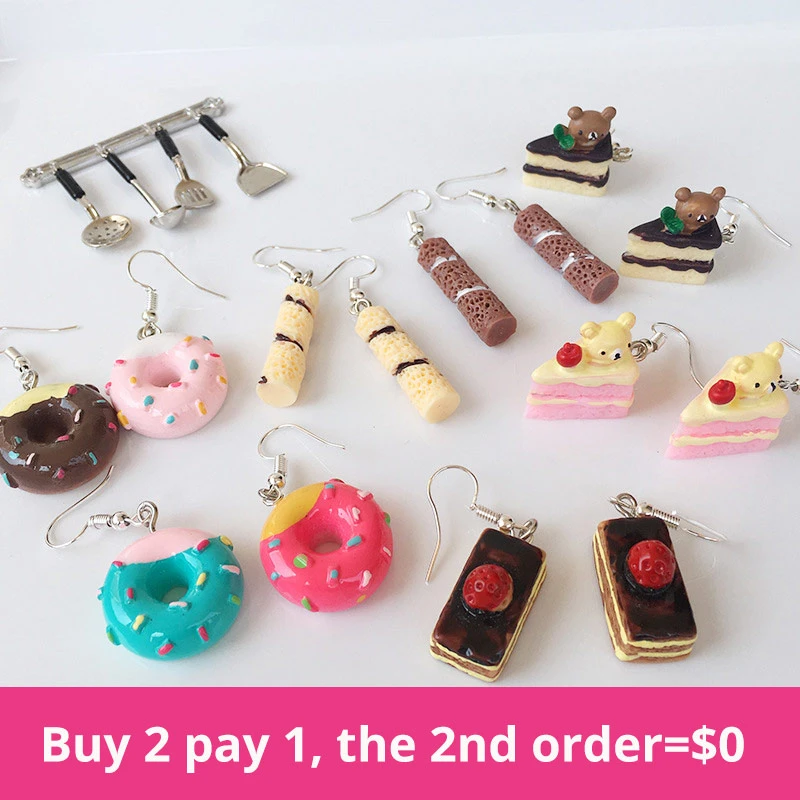 Boucles D Oreilles En Forme De Sucreries Pour Filles Avec Goutte D Oreille Gateau Aux Bonbons Donuts Sandwich Modeles De Desserts Kawaii Jouet Mignon Cadeau Pour Filles Aliexpress