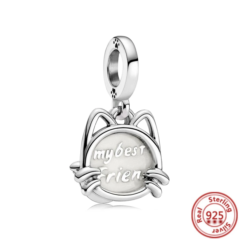 925 Sterling Silver Lovely Paw Print &Poodle Puppy Pet Dog Beads Charms Fit Brand Bracelet&Necklace For Girl Gift Jewelry 4