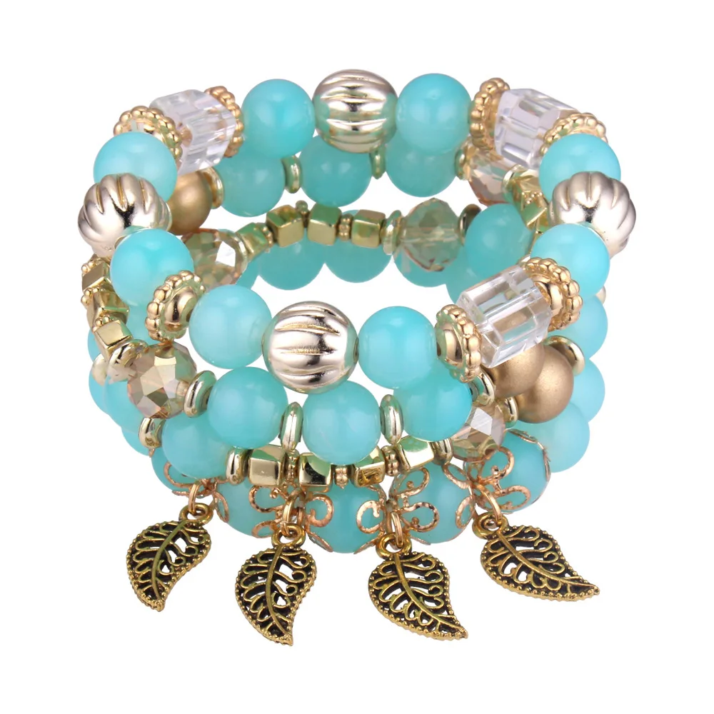 

Женский винтажный браслет с подвеской в виде листьев