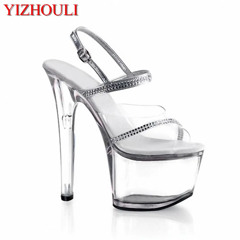 Autumn new fund 17 cm high, thick bottom crystal waterproof shoes, sexy fish mouth wedding photo Dance Shoes