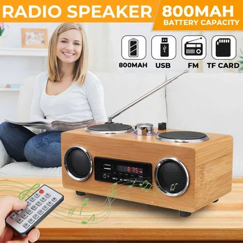 

Wireless Bamboo Retro Vintage Radio Super Bass FM Radio Multimedia Speaker Classical Receiver With MP3 Player USB Remote Control