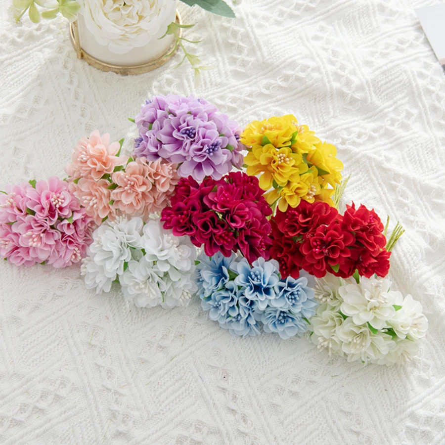 18 Stücke Künstliche Blumen Bouquet Staubblatt Hochzeit Party Diy Valentinstag Dekorationen Hause Handgemachte Girlanden Scrapbookings Gefälschte Pflanzen – Detail 2