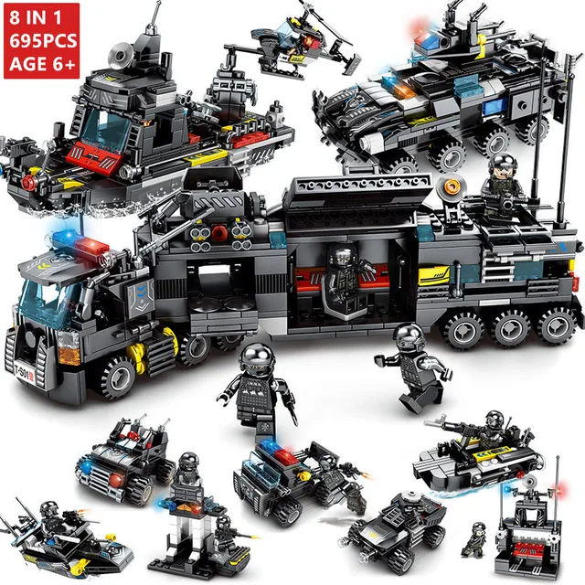 $US $12.63  City Police SWAT ROBOT Toy Truck Car Military ARMY Tank LegoINGLs Building Blocks Sets Technic Play
