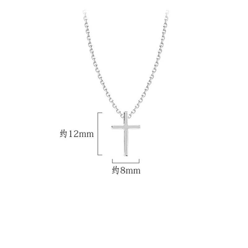 New 925 Sterling Silver Necklace Smooth Shiny Cross Choker Simple Pendant Clavicle Chain Gift For Girl Exquisite Jewelry SKN005 - Image 6