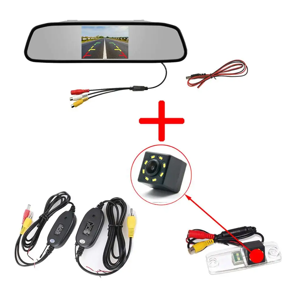 8 LED Camera Mirror Автомобильный монитор+ 2,4G беспроводной CCD и светодиодный регулируемый угол камеры заднего вида для hyundai Accent MC Avante Elantra XD Sonata NF - Название цвета: 8 LED Camera Mirror