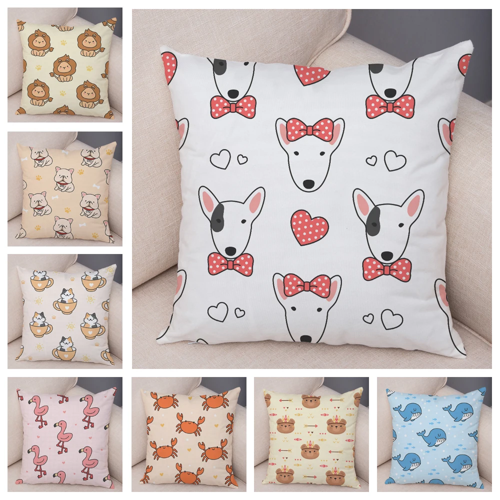 Cute Cartoon Patchwork Animal Cushion Cover Decor Dog Lion Flamingo Elephant Pillow Case for Children Room Sofa Plush Pillowcase | Дом и сад