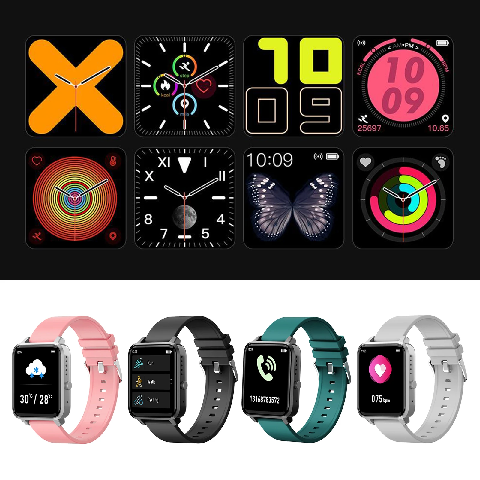 Women Men Smart Watch For Android Watch IP67 Waterproof Heart Rate Blood Pressure Smartwatch P68