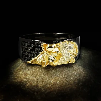 

Ladies Vintage Jewelry Black Gold Flower Ring Wedding Ring 925 Sterling Silver Promise Ring Party Jewelry Gift