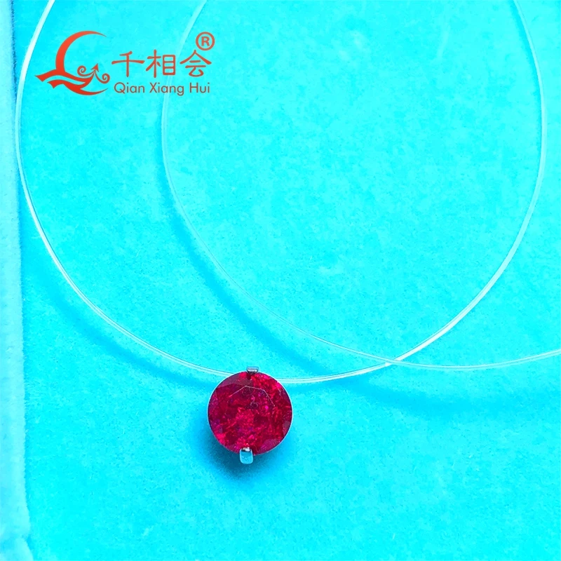 Linha Peixe, Artificial Red Ruby Sapphire, Pingente de Jóias, 8mm 390mm