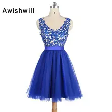 Королевского синего цвета, короткие вечернее платье ТРАПЕЦИЕВИДНОЕ платье для выпускного вечера платье для подростков платье для выпускного Vestido Curto