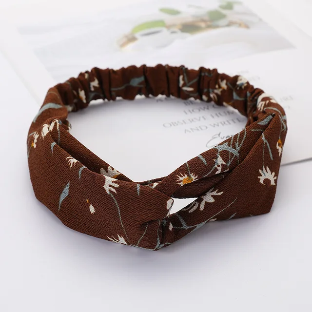 Women Cross Solid color Hair Bands Girls Print Flower Headbands Fashion Turban Make up Hair Accessories FD127 XCJ4