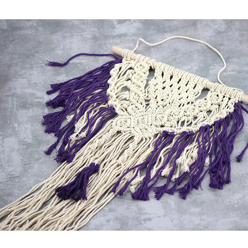 Из горного хрусталя, гобелен из макраме стене висит Boho Chic ткачество домашний геометрический художественный Декор красивая квартира декор комнаты в общежитии