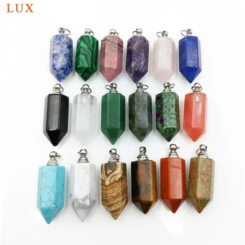 

natural rose quartzs amethysts charm gems stone perfume bottle pendant essentail oils diffuser vial for DIY necklace making