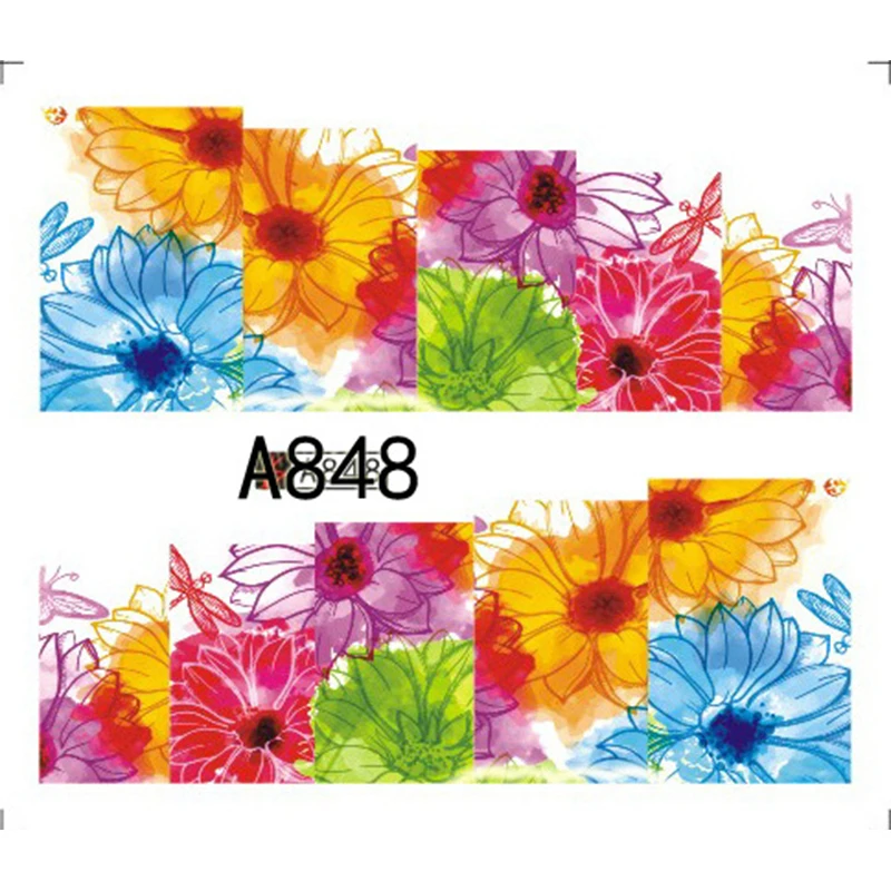 GAM BELLE 1 Sheet Flower Leaves Nail Sticker Decals Blossom Water Transfer Nail Art Sticker Decorations 5