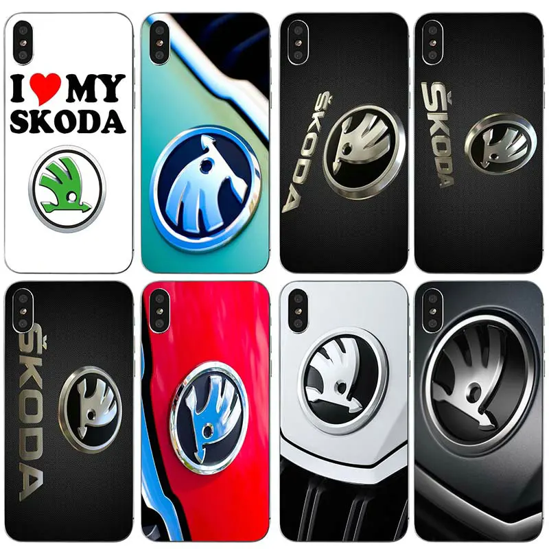 

Soft TPU Mobile Phone Accessories Cases for iPhone 8 7 6 6S Plus X XR XS Max 5 5S SE 5C 4 4S Bags Fashion Hot Skoda Car Logo