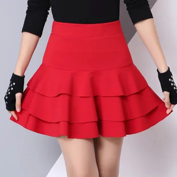 

Double-Layer Base Skirt Solid Flare Cord a-line Skirt Women 2020 Summer Fashion Elastic High Waist Safety Pants Short Skirt#4.10