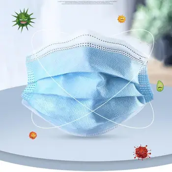 

10pcs Dustproof Face Mask Unisex Facial Protective Cover Masks Disposable Surgical Mouth-muffle Blue Anti Pollution Respirator