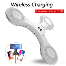 Беспроводной зарядка трех Беспроводной зарядный передатчик гироскопа 5-в-1 мобильный Мощность QI мгновенно взимать плату за большой вечерние мгновенно Char