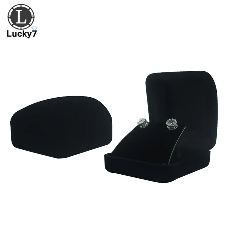 

Factory Outlet Stud Earring Packaging Box Black Velvet Display Jewelry Small Pendant Necklace Organizer Storage Case Xmas Gift