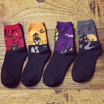 

10 Pairs Halloween Socks Women Cartoon Socks Cotton Socks stopki skarpetki damskie calcetines mujer divertido носки высокие 양말