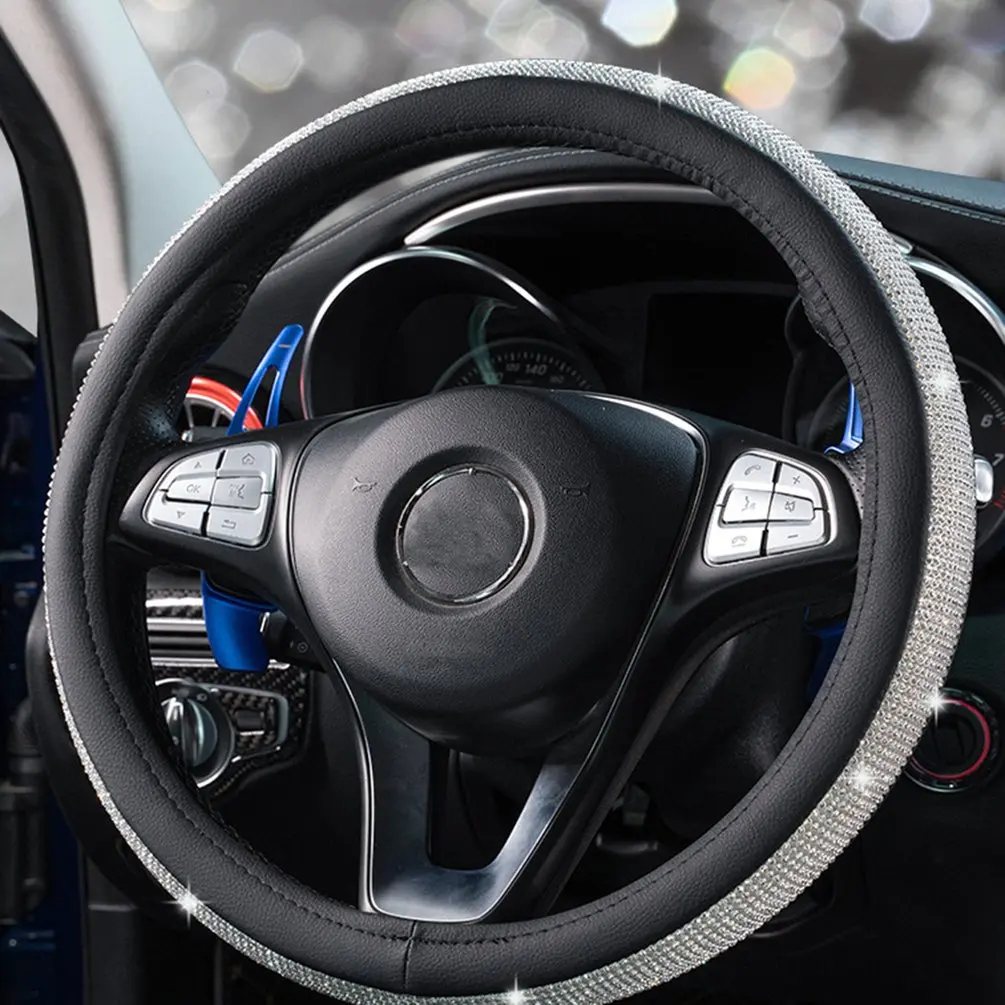 Автомобильный интерьер горный хрусталь Алмазный автомобильный комплект рулевого колеса с сверлом автомобильная ручка Набор милый чехол на руль унисекс