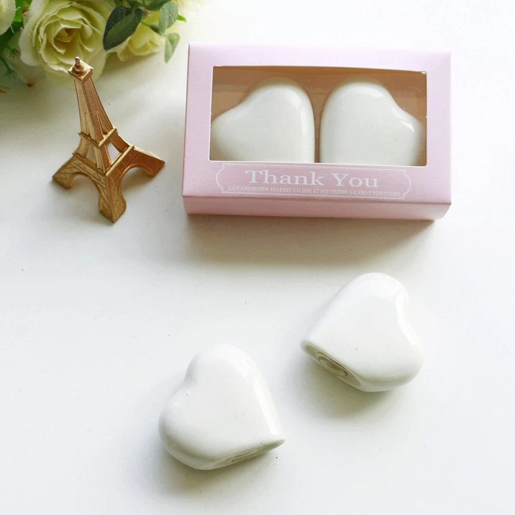 Ceramic Spice Racks Salt and Pepper Shakers Heart Shape for Valentines Day, Wedding Souvenir