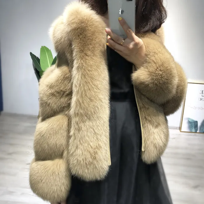 New Coming Thicken Temperament Natural Fur Coat Premium Trendy Outwear New Real Fox Fur Coat Fashion Luxury Warm Coat For Girls