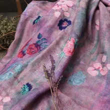 Натуральный чистый Лен Ткань Красивые цветы принт tissu высокого класса одежда платье куртка осень и зима ткани