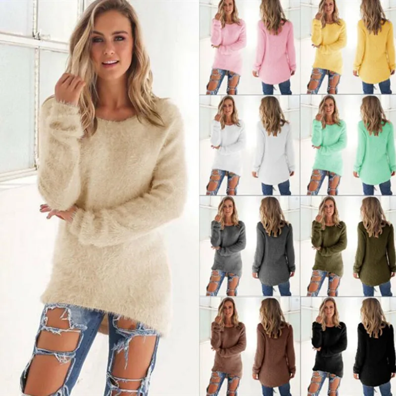 

Plue Size Women Sweaters Pullovers Casual Autumn Winter Long Sleeve Solid Pullover Female Casual Women Tops Knitted Sweater