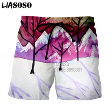 LIASOSO 3d принт мужские шорты пейзаж горы фиолетовый луна снег пляжные шорты доска шорты летние шорты X2704