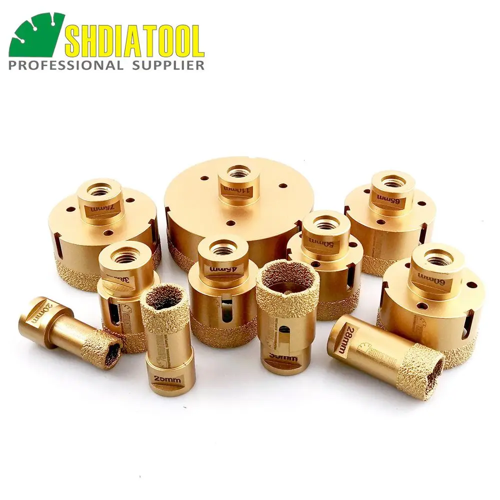 SHDIATOOL 1pc Dry Diamond Drilling Core Bits Cutter Ceramic Tile M14 Thread Hole Saw Marble Porcelain Stoneware Crowns Drill Bit