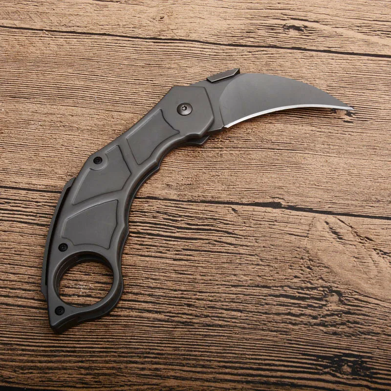 Складной нож Karambit 440C, лезвие с титановым покрытием, стальная ручка, тактические складные ножи для выживания на открытом воздухе H1015