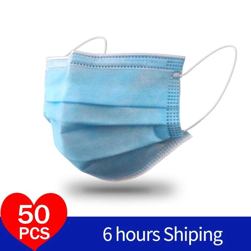 

50PCS Anti-Pollution Mask Laye dust protection Masks Disposable Face Masks Elastic Ear Loop Disposable Dust Filter Mask