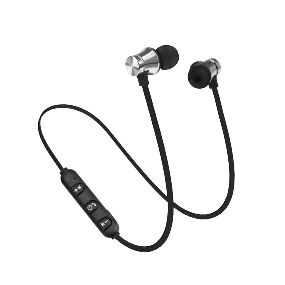 metal bluetooth 4.2 Magnetic Wireless Headpset with Microphone Sports Running Stereo Headset for Android IOS smart phone - Цвет: silver