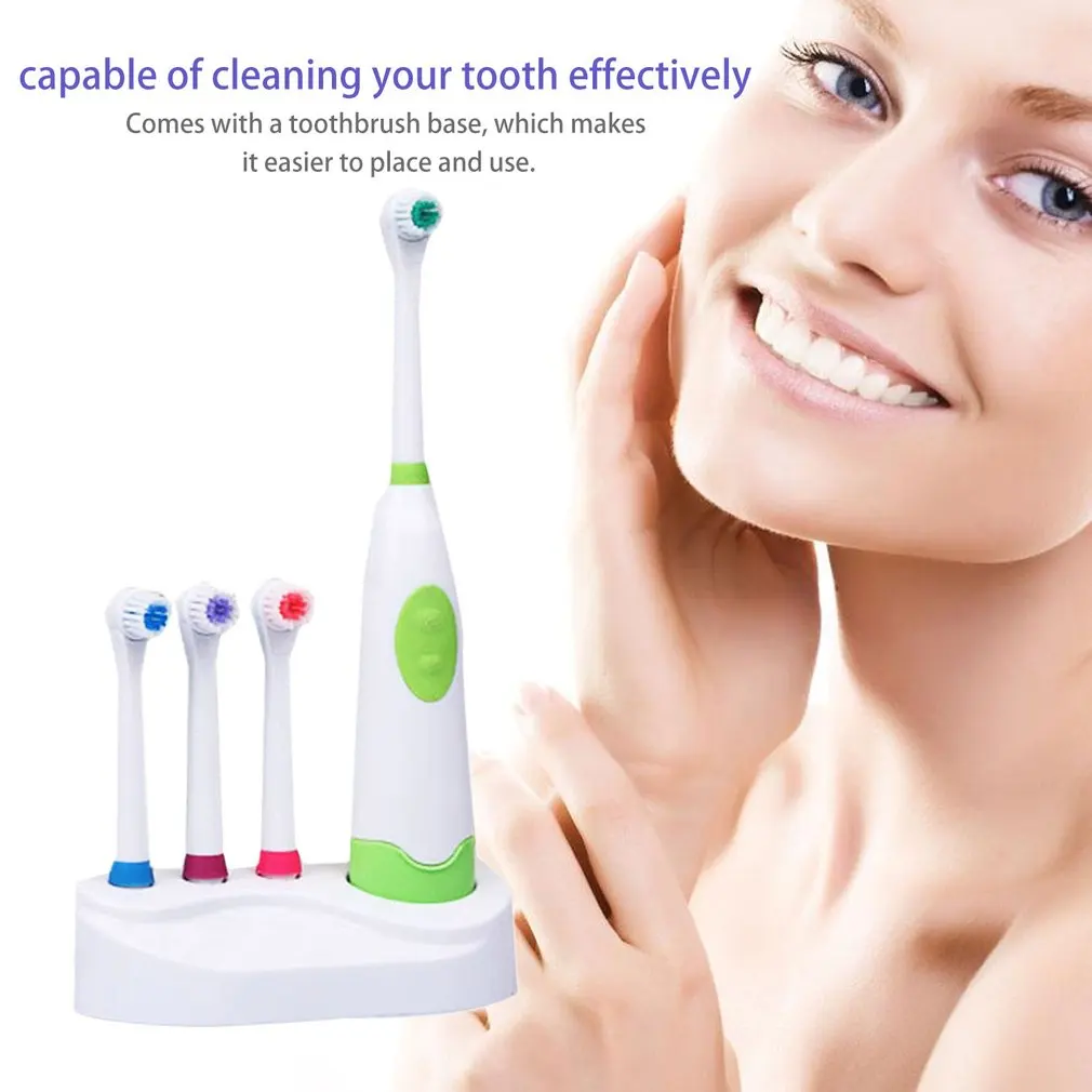 Revolving Electric Toothbrush Waterproof Battery Electric Toothbrush Tooth Cleaning With 4 Brush Head 4 Shield and Base Revolving Electric Toothbrush Waterproof Battery Electric Toothbrush Tooth Cleaning With 4 Brush Head 4 Shield and Base