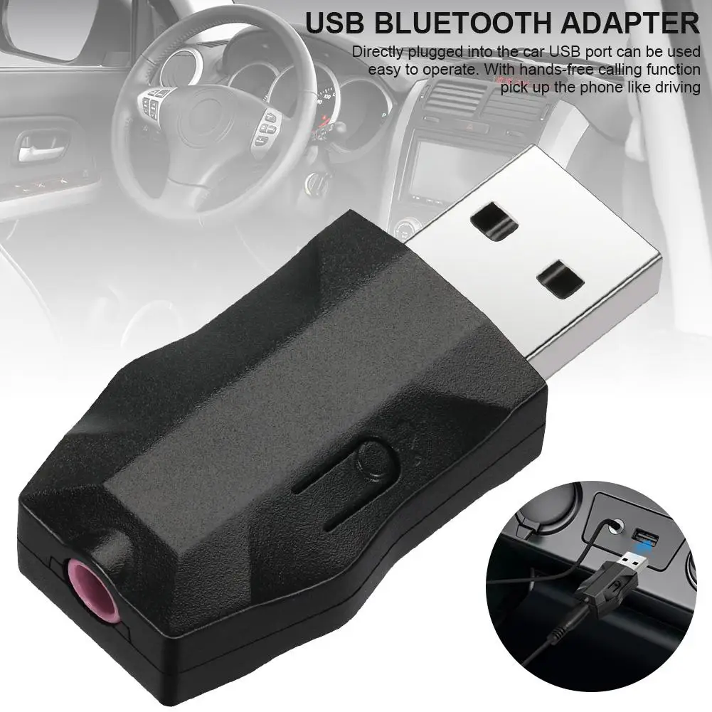 USB Bluetooth 5,0 музыкальный приемник 3,5 мм аудио передатчик Hands-free автомобильный адаптер Dongle 5,0 EDR приемник для стерео наушников - Цвет: Black