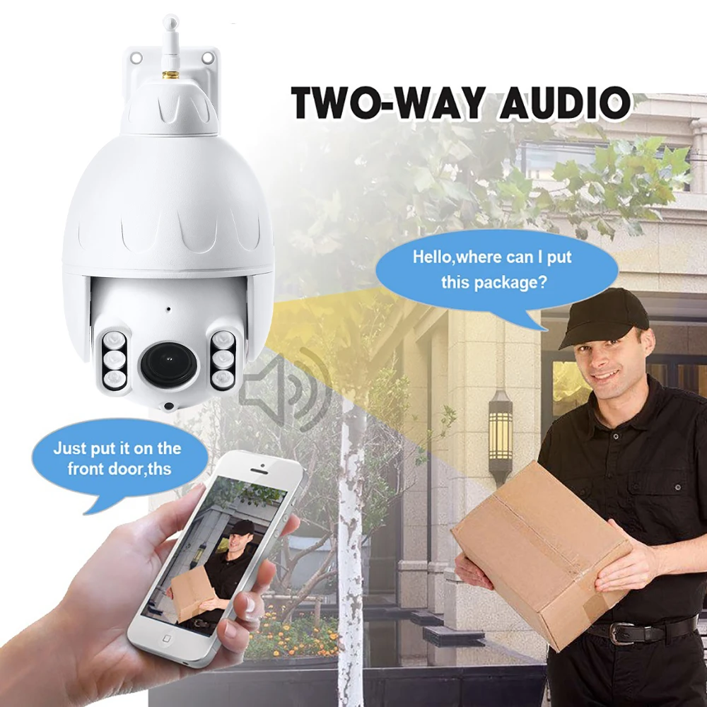 HD PTZ Wi-Fi IP-камера 1080P 5-кратный оптический зум беспроводная камера  видеонаблюдения 2 МП двухстороннее аудио металлическая купольная сеть  видеонаблюдения | AliExpress
