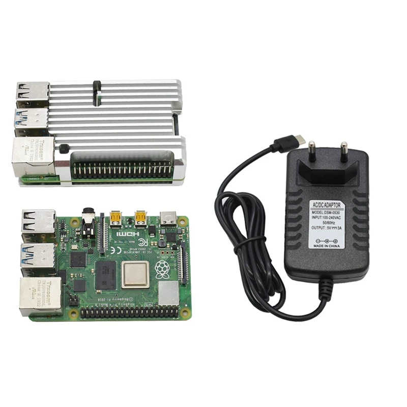 Для Raspberry Pi 4B 2G Оперативная память DIY Kit Поддержка 2,4/5,0 ГГц WI-FI Bluetooth 5,0 с Алюминий CNC сплав защитные Серебряный чехол 5V 3A