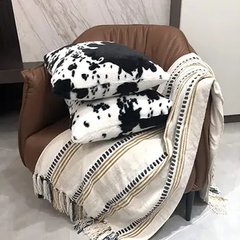 

Throw Pillow Covers Cow Skin Printed Decorative Cushion Covers for Sofa Bed Couch Chair Car S-L Safe And Clean 2020