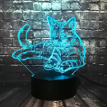 

Xmas lamp Cute Animal Cat 3D LED 7 Color Change Table Night Light Decor Baby Sleep RGB Atmosphere Lava Birthday Supply Friend