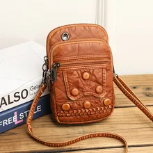 

Fashion simple soft leather retro handbag mini messenger bag for mobile phone casual trend shoulder handbag women